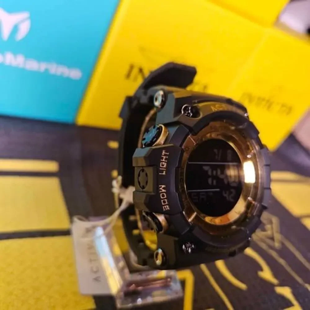 Activa Men’s Digital Sports Watch – Black & Gold / Water Resistant